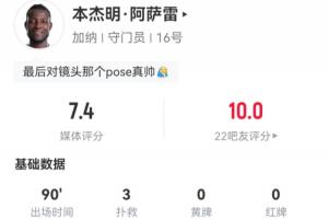 加纳门将身价仅10万欧，全场贡献3次扑救助球队逼平首发7亿英格兰-tf